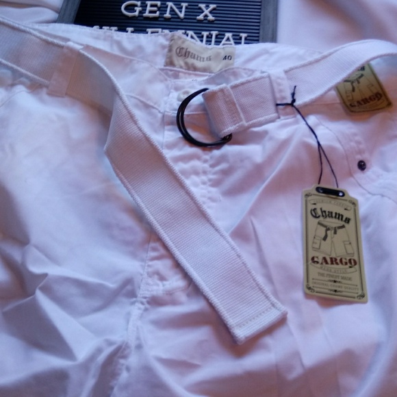 ⬇️ White Belted Cargo Shorts Size 40 - Picture 2 of 8